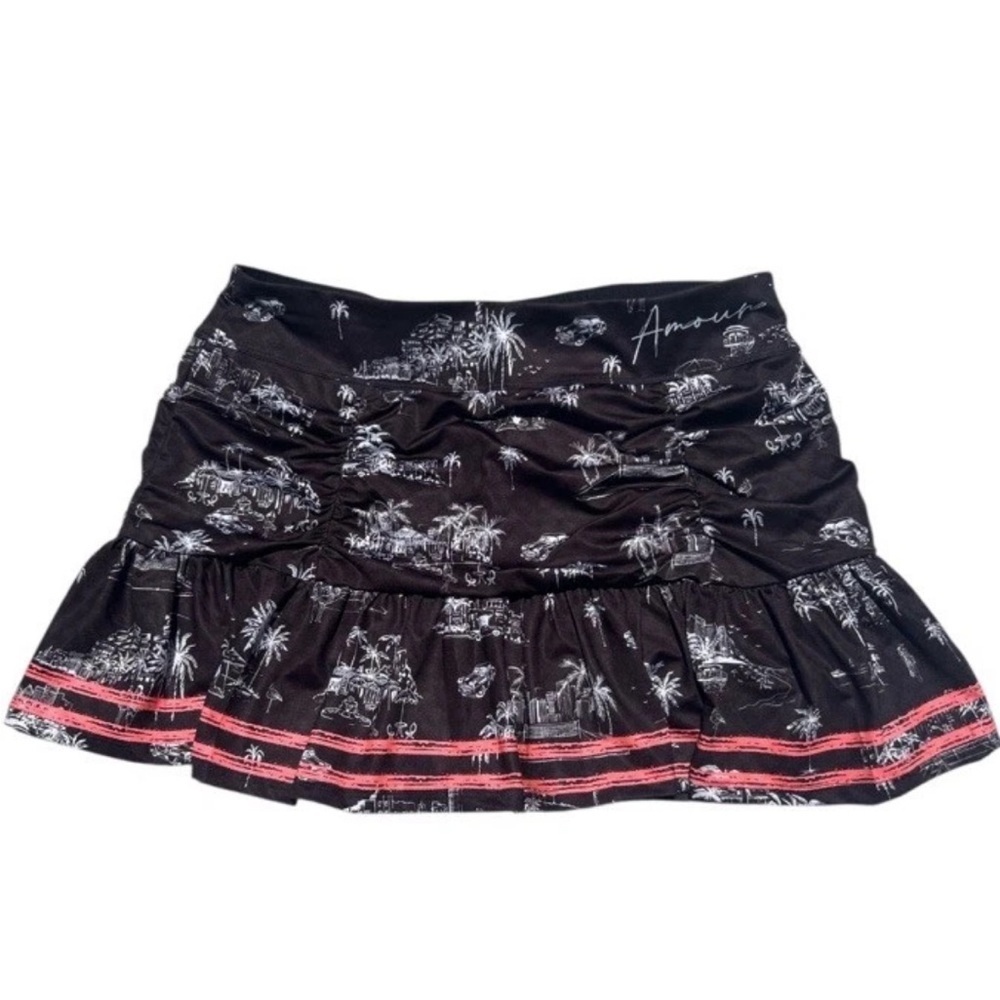Lucky In Love Skirt C’est La Vie Ruched Golf Tennis Pickleball Black Pink Large - Picture 4 of 7